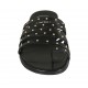 Sabot infradito con borchie da donna in pelle nera tacco 1 - Misure disponibili: 33, 34, 42, 43, 44, 45