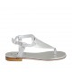 Woman's thong sandal with strap in silver laminated printed leather heel 1 - Available sizes:  33, 34, 42, 43, 44