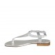 Woman's thong sandal with strap in silver laminated printed leather heel 1 - Available sizes:  33, 34, 42, 43, 44