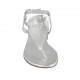 Woman's thong sandal with strap in silver laminated printed leather heel 1 - Available sizes:  33, 34, 42, 43, 44