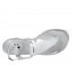 Woman's thong sandal with strap in silver laminated printed leather heel 1 - Available sizes:  33, 34, 42, 43, 44