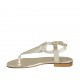 Woman's thong sandal with strap in platinum laminated printed leather heel 1 - Available sizes:  33, 42, 43, 44, 45