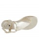 Woman's thong sandal with strap in platinum laminated printed leather heel 1 - Available sizes:  33, 42, 43, 44, 45
