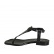 Sandalo infradito da donna con cinturino in pelle nera tacco 1 - Misure disponibili: 33, 34, 42, 43, 44, 45