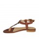 Woman's thong sandal in spotted and brown leather heel 1 - Available sizes:  33, 34, 42, 43, 44, 45