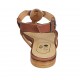 Woman's thong sandal in spotted and brown leather heel 1 - Available sizes:  33, 34, 42, 43, 44, 45