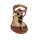 Woman's thong sandal in spotted and brown leather heel 1 - Available sizes:  33, 34, 42, 43, 44, 45