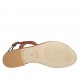 Woman's thong sandal in spotted and brown leather heel 1 - Available sizes:  33, 34, 42, 43, 44, 45
