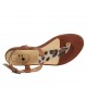 Woman's thong sandal in spotted and brown leather heel 1 - Available sizes:  33, 34, 42, 43, 44, 45