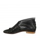 Scarpa aperta da donna con cerniera in pelle forata nera tacco 1 - Misure disponibili: 43