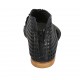 Woman's open shoe with zipper in black pierced leather heel 1 - Available sizes:  43