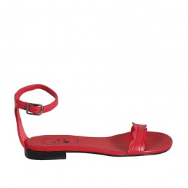 Woman's open shoe with strap in red leather heel 1 - Available sizes:  33, 34, 42, 43, 44, 45