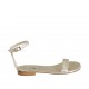 Woman's open shoe with strap in platinum laminated leather heel 1 - Available sizes:  33, 43, 44