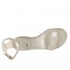 Woman's open shoe with strap in platinum laminated leather heel 1 - Available sizes:  33, 43, 44