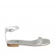 Zapato abierto con cinturon para mujer en piel laminada plateada tacon 1 - Tallas disponibles:  33, 34, 42, 43, 44, 45