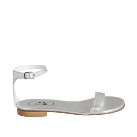 Chaussure ouverte pour femmes avec courroie en cuir lamé argent talon 1 - Pointures disponibles:  33, 34, 42, 43, 44, 45