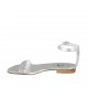 Woman's open shoe with strap in silver laminated leather heel 1 - Available sizes:  33, 34, 42, 43, 44, 45
