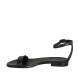 Woman's open shoe with strap in black leather heel 1 - Available sizes:  33, 43, 44