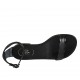 Woman's open shoe with strap in black leather heel 1 - Available sizes:  33, 43, 44