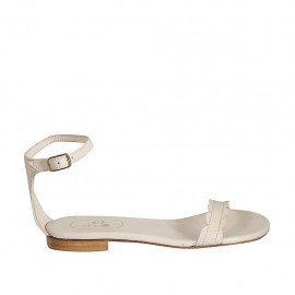 Woman's open shoe with strap in beige leather heel 1 - Available sizes:  34, 42, 43, 44, 45