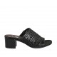 Sandalia para mujer con elastico en piel trensada negra tacon 4 - Tallas disponibles:  33, 42, 43, 44