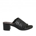 Sabot da donna con elastico in pelle intrecciata nera tacco 4