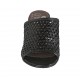 Sabot da donna con elastico in pelle intrecciata nera tacco 4 - Misure disponibili: 33, 34, 42, 43, 44, 45