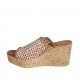 Woman's open mules in multicolored braided leather with platform and wedge heel 7 - Available sizes:  32, 33, 34, 42, 43, 44