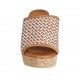 Offene Damenpantoletten aus buntem geflochtenem Leder mit Plateau und Keilabsatz 7 - Verfügbare Größen:  32, 33, 34, 42, 43, 44