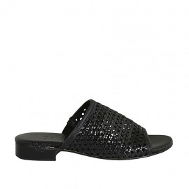 Sabot da donna con elastico in pelle intrecciata nera tacco 2 - Misure disponibili: 33, 34, 43