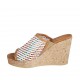 Sabot aperto da donna in pelle intrecciata multicolore con plateau e zeppa 9 - Misure disponibili: 34, 42, 43, 44