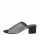 Sabot da donna con elastico in pelle intrecciata nera, argento e grigia tacco 4 - Misure disponibili: 32, 33, 34, 42, 43, 44, 45