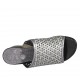 Sandalia para mujer con elastico en piel trensada negra, gris y plateada tacon 4 - Tallas disponibles:  32, 33, 34, 43, 45