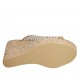 Woman's open mules in tan, bronze and copper braided leather with platform and wedge heel 9 - Available sizes:  42, 43, 44