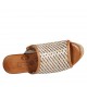 Woman's open mules in tan, bronze and copper braided leather with platform and wedge heel 9 - Available sizes:  42, 43, 44