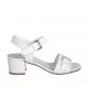 Sandalo con cinturino e fibbia da donna in pelle bianca tacco 4 - Misure disponibili: 33, 34, 42, 43, 44, 45