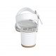 Sandale avec courroie et boucle pour femmes en cuir blanc talon 4 - Pointures disponibles:  44