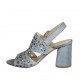 Woman's sandal in bluegrey pierced leather heel 7 - Available sizes:  32, 33, 34, 42, 43, 44, 45