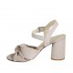 Sandalo da donna con cinturino e nodo in camoscio grigio tortora tacco 7 - Misure disponibili: 32, 34, 42, 44