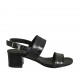 Woman's sandal in black printed leather heel 4 - Available sizes:  32, 42, 43, 44, 45