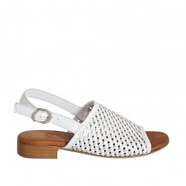 Sandalo da donna in pelle intrecciata bianca e argento tacco 2 - Misure disponibili: 33, 34, 42, 43, 44, 45