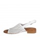 Woman's sandal in white and silver braided leather heel 2 - Available sizes:  33, 34, 43, 44, 45