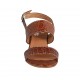 Woman's sandal in tan printed leather heel 4 - Available sizes:  32, 34, 43