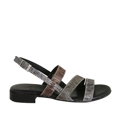 Sandalia para mujer en gamuza imprimida a rayas multicolores tacon 2 - Tallas disponibles:  33, 34, 42, 43, 45