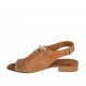 Sandalo stringato con elastico da donna in pelle color cuoio tacco 2 - Misure disponibili: 34, 43, 44, 45