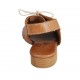 Sandalia con cordones y elastico para mujer en piel de color cuero tacon 2 - Tallas disponibles:  44