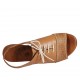 Sandalo stringato con elastico da donna in pelle color cuoio tacco 2 - Misure disponibili: 34, 43, 44, 45