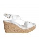 Woman's sandal in white pierced leather with platform and wedge 7 - Available sizes:  32, 33, 34