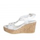 Woman's sandal in white pierced leather with platform and wedge 7 - Available sizes:  32, 33, 34