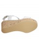Woman's sandal in white pierced leather with platform and wedge 7 - Available sizes:  32, 33, 34